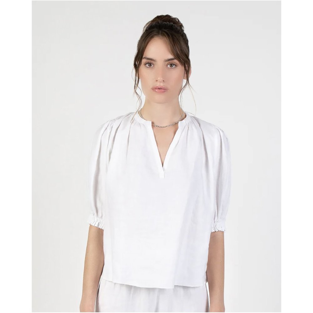 Ruffle Sleeve Blouse Top, White